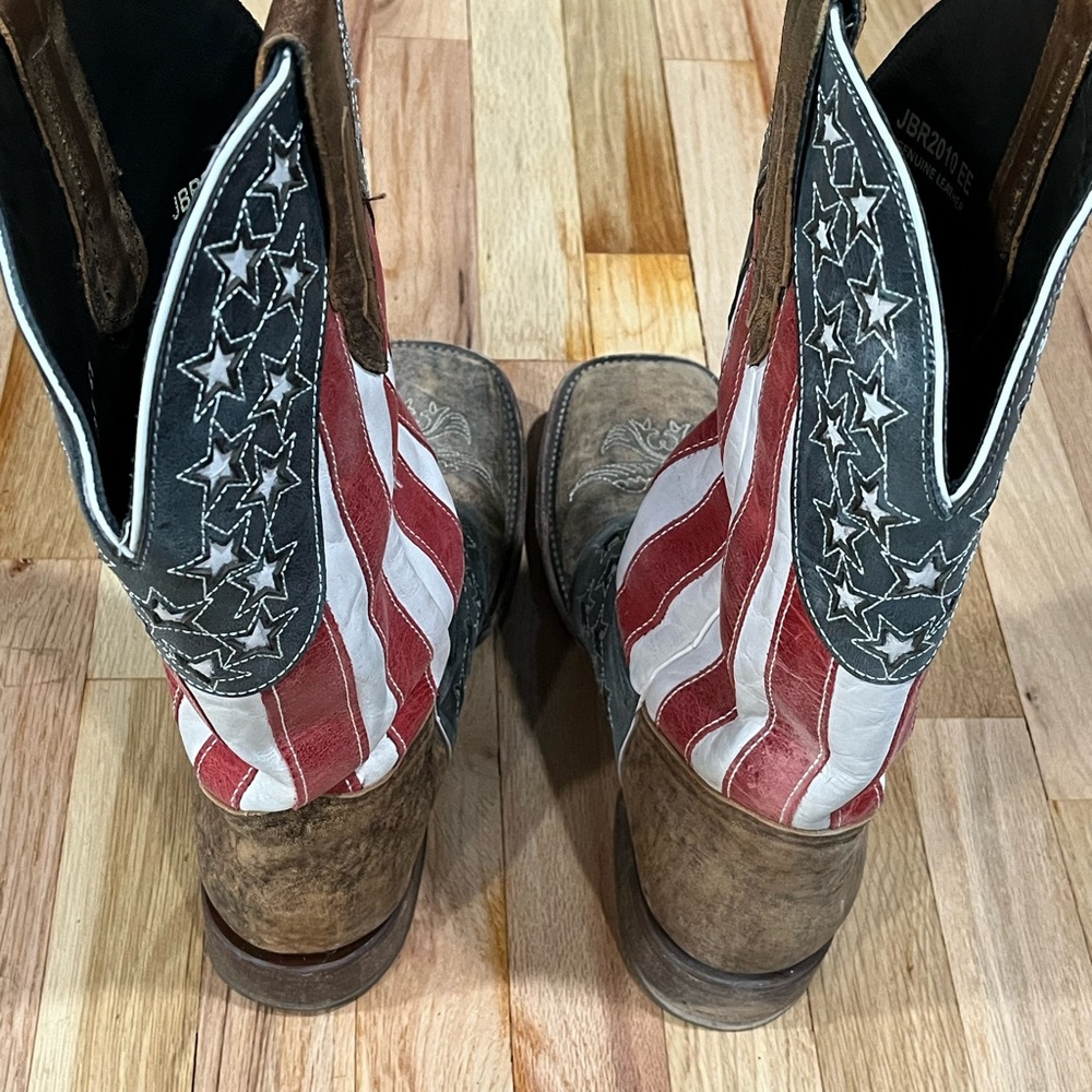 J.B. Dillon American Flag Red, White, and Brown Cowboy Boots - Picture 7 of 8
